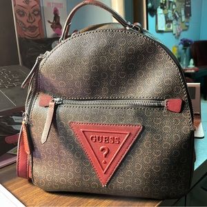 Guess brown and red mini backpack purse bag